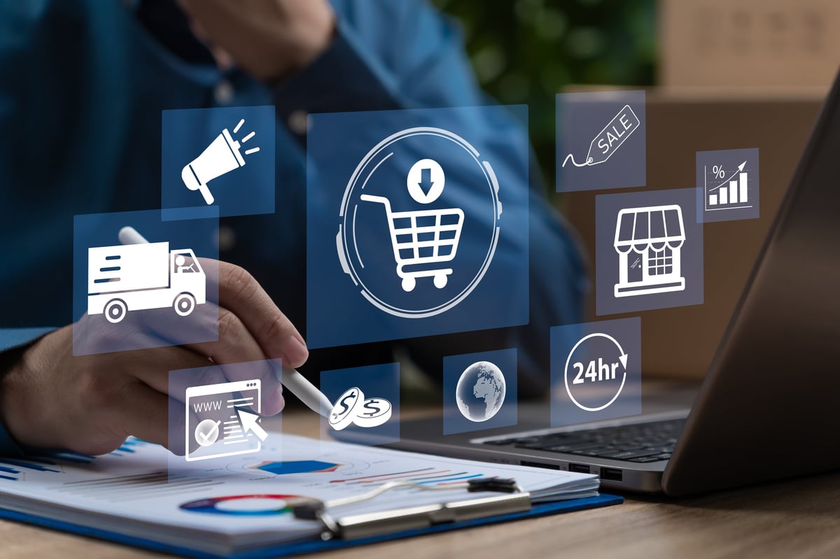 Online shopping and e-commerce business growth dashboard